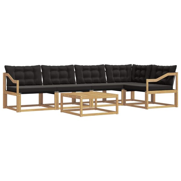 vidaXL Ensemble de canapés d'extérieur 6 pc Blanc et noir