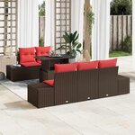 vidaXL Ensemble de canapé de jardin avec coussin 6 Pièces Marron et rouge