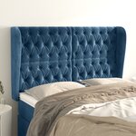vidaXL Tête de lit avec oreilles Bleu foncé 147x23x118/128 cm Velours