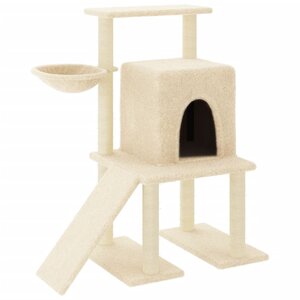 vidaXL Arbre à chat avec griffoirs en sisal Crème 96 5 cm