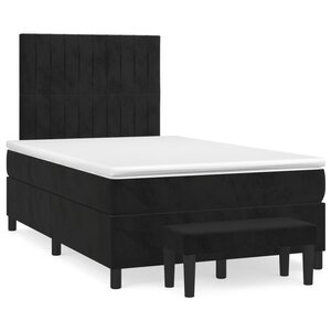 vidaXL Sommier à lattes de lit avec matelas Noir 120x200 cm Velours