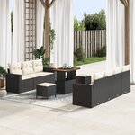 Ensemble de Canapés de Jardin de 10 Pièces avec Coussins Rattan Poly Noir Acacia