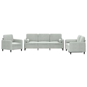 vidaXL Ensemble de canapés 3 Pièces avec coussins gris clair velours