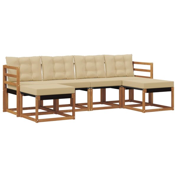 vidaXL Ensemble de canapés d'extérieur 6 pc Naturel et Beige