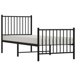 vidaXL Cadre de lit métal sans matelas avec pied de lit noir 75x190 cm