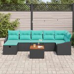 vidaXL Ensemble de canapé de jardin avec coussin 8 Pièces Noir polyrotin