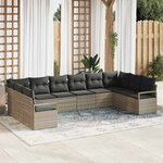 vidaXL Ensemble de canapé de jardin avec coussin 10 Pièces Gris clair