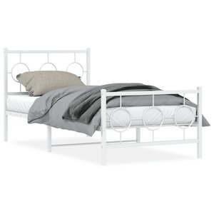 vidaXL Cadre de lit métal sans matelas avec pied de lit blanc 90x190cm