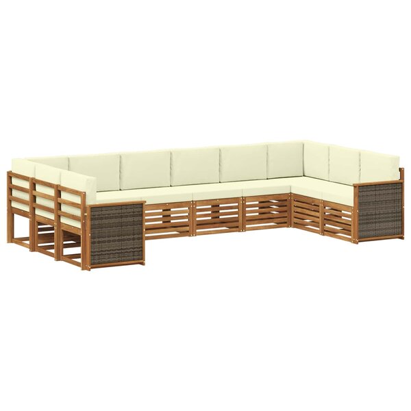 vidaXL Ensemble de canapé d'angle avec coussin 7 Pièces Naturel et Crème