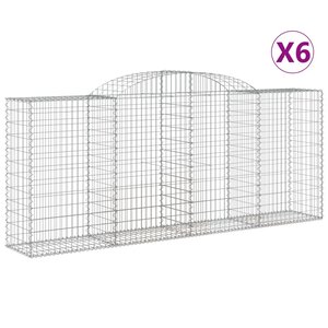vidaXL Paniers à gabions arqués 6 Pièces 300x50x120/140 cm fer galvanisé