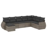vidaXL Salon de jardin 8 Pièces avec coussins gris résine tressée