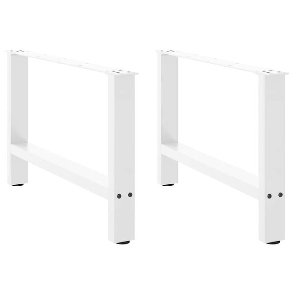 vidaXL Pieds de table basse Blanc 2 pièces 70 x (42-43) cm Acier