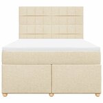 vidaXL Sommier à lattes de lit avec matelas Crème 140x190 cm Tissu