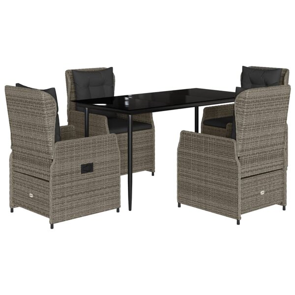 vidaXL Ensemble à manger de jardin 5 Pièces coussins gris résine tressée