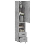 vidaXL Buffet haut Gris béton 34 5x34x180 cm Bois d'ingénierie