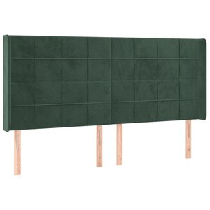 vidaXL Tête de lit avec oreilles Vert foncé 163x16x118/128 cm Velours
