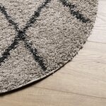 vidaXL Tapis shaggy à poils longs moderne beige et anthracite Ø 240 cm