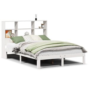 vidaXL Lit bibliothèque sans matelas blanc 140x190 cm bois pin massif