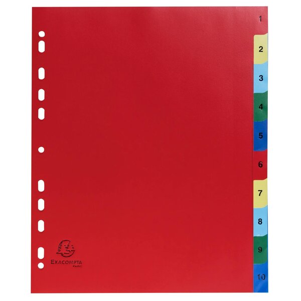 Intercalaires Imprimés Numériques Pp Couleurs 12/100e - 10 Positions - A4+ - Assorties Vives - X 20 - Exacompta