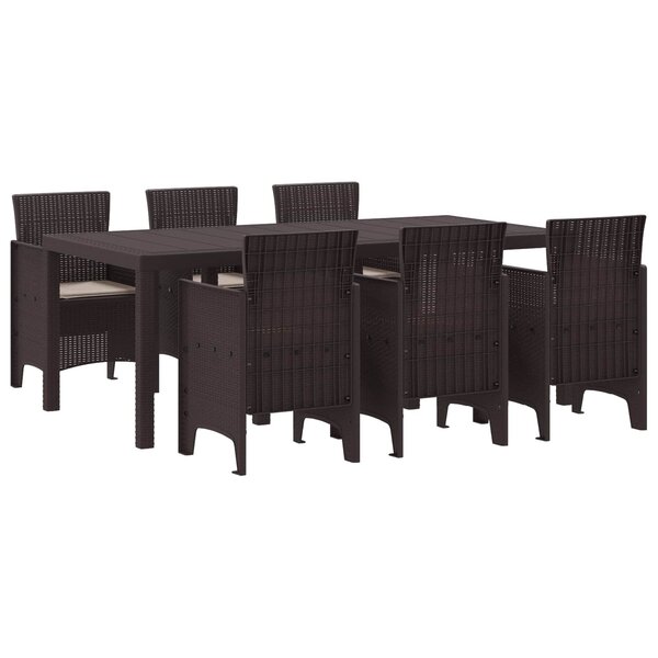 vidaXL Ensemble de salle à manger pour jardin 7 Pièces Marron