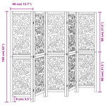 vidaXL Cloison de séparation 5 panneaux noir bois de paulownia massif