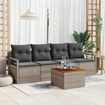 vidaXL Ensemble de canapé de jardin 5 Pièces Gris