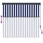 vidaXL Store Roulant Extérieur Rayé Bleu et blanc 180 x 250 cm tissu