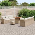 vidaXL Ensemble de canapé de jardin 11 Pièces Beige polyrotin