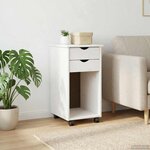 vidaXL Cabinet roulant 34 x 39 x 65 5 cm Pin massif Blanc