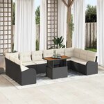 vidaXL Ensemble de canapé de jardin avec coussin 11 Pièces Noir et crème