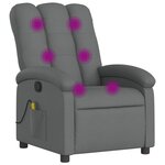 vidaXL Fauteuil inclinable de massage gris foncé tissu