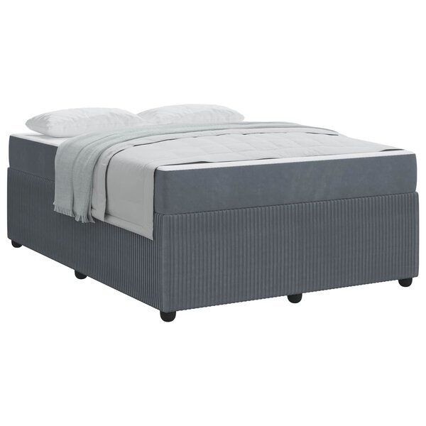 vidaXL Cadre de lit avec matelas Gris foncé 160 x 200 cm tissu
