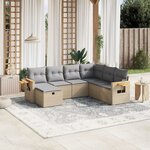 vidaXL Salon de jardin avec coussins 7Pièces mélange beige résine tressée