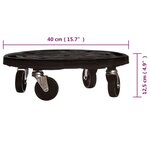 vidaXL Support sur roulettes pour plantes Diamètre 40 cm Noir 275 kg
