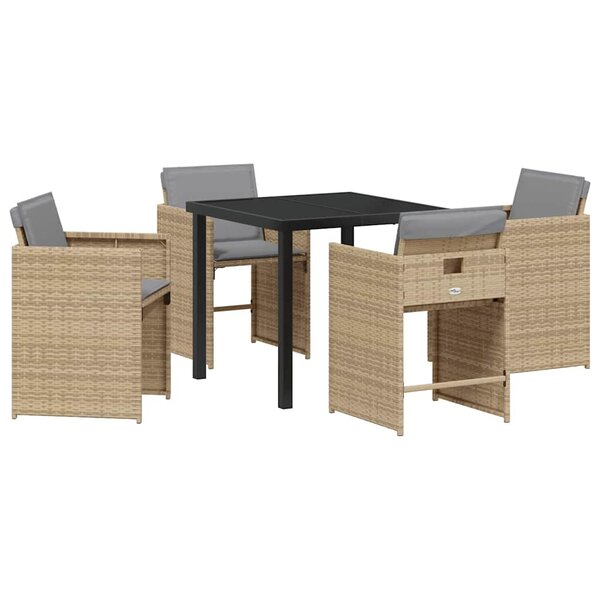 vidaXL Ensemble de salle à manger pour jardin 5 Pièces Beige polyrotin