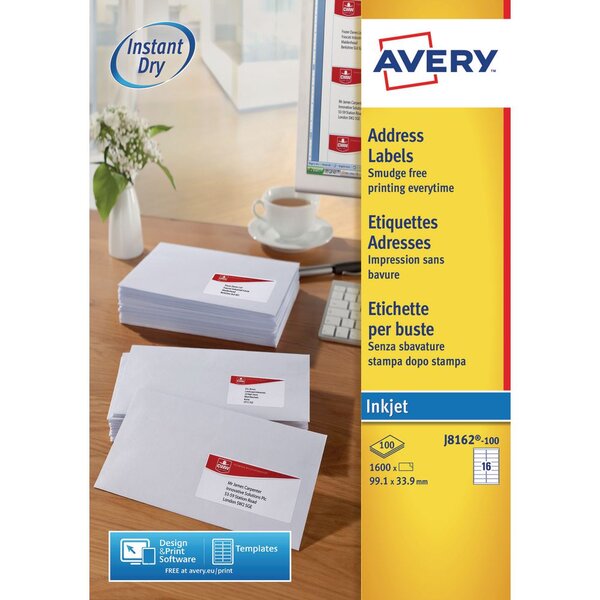 Étiquettes adresses l99,1xh33,9 mm (paquet 1600 feuilles)