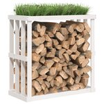 vidaXL Porte-bûches d’extérieur Blanc 108x52x106 cm Bois massif de pin