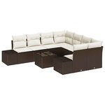vidaXL Ensemble de canapé de jardin 9 Pièces Marron Poly rotin