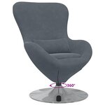 vidaXL Fauteuil œuf Gris foncé Velours