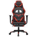 vidaXL Chaise de jeu avec repose-pied Noir et rouge Similicuir