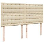 vidaXL Sommier à lattes de lit avec matelas Crème 200x200 cm Tissu
