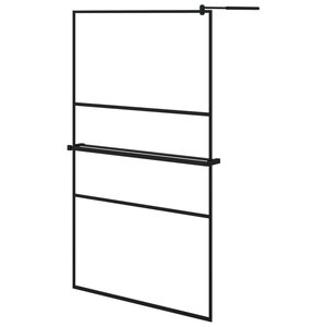 vidaXL Paroi de douche avec étagère Noir 115x195cm Verre ESG&Aluminium