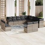 vidaXL Salon de jardin avec coussins 12 Pièces gris clair résine tressée