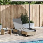 vidaXL Chaise longue avec roues et coussin beige résine tressée