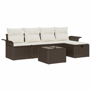 vidaXL Ensemble de canapé de jardin avec coussin 6 Pièces Marron et crème