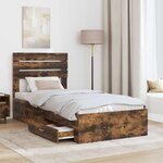 vidaXL Cadre de lit Chêne Fumé et Argent 75 x 190 cm Bois d'ingénierie