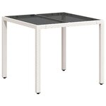 vidaXL Table de jardin dessus en verre blanc 90x90x75cm résine tressée