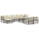 vidaXL Salon de jardin 10 Pièces avec coussins anthracite résine tressée