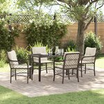 vidaXL Ensemble de salle à manger de jardin 5 pièces avec coussins Marron Rattan Poly