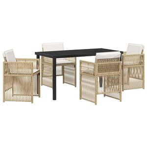 vidaXL Ensemble de salle à manger pour jardin 5 Pièces Beige Poly rotin